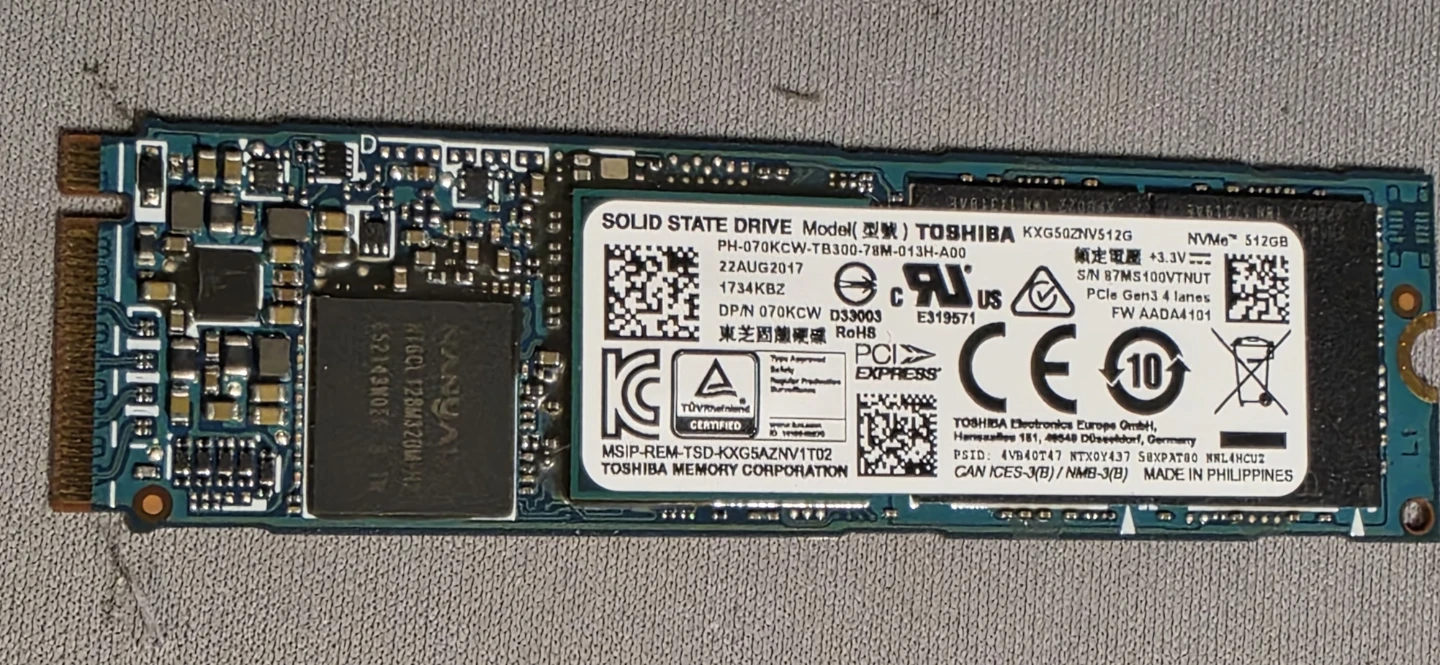 Toshiba 500gb m.2 nvme ssd