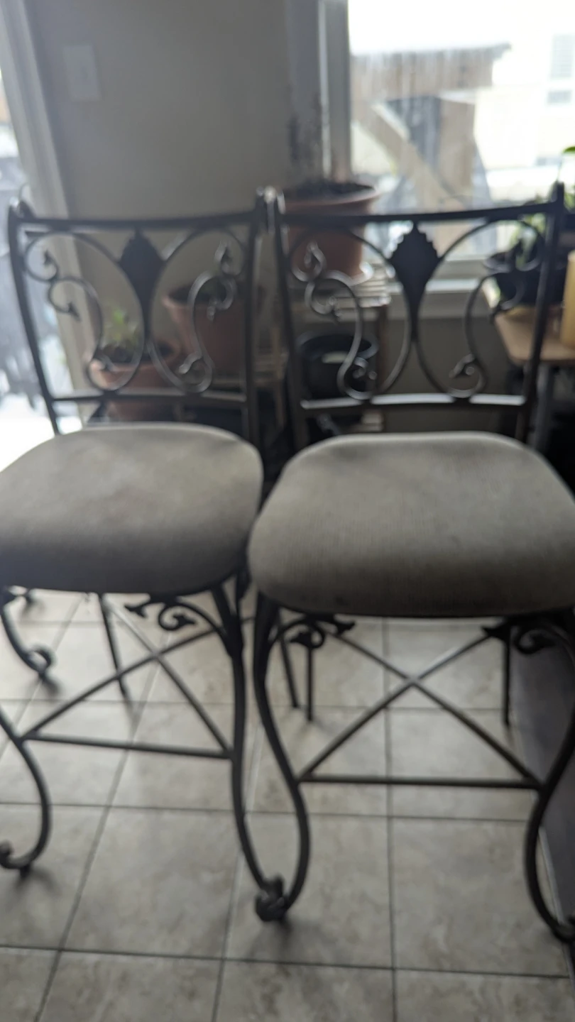 Set of 2 Wrought Iron Bar Stools