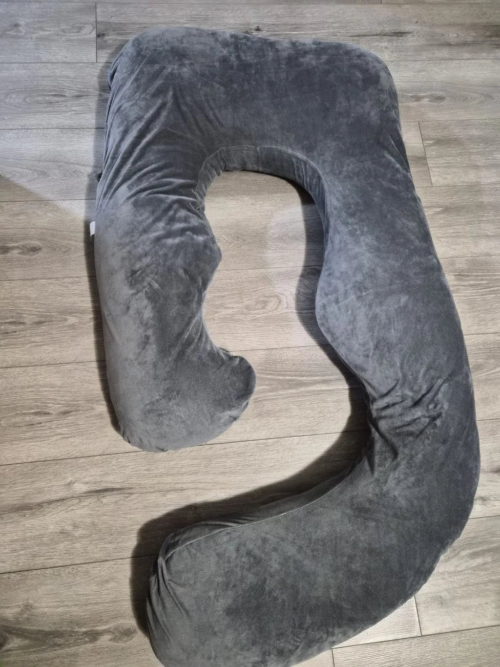 Grey Velvet C-Shaped Pregnancy Pillow