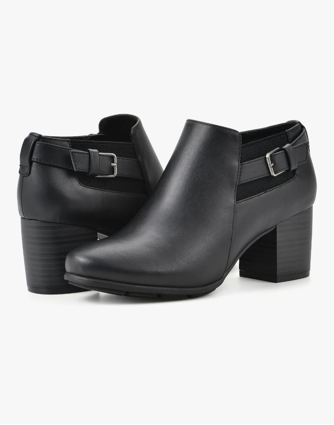White Mountain Black Leather Ankle Boots - Size 7 - photo 5