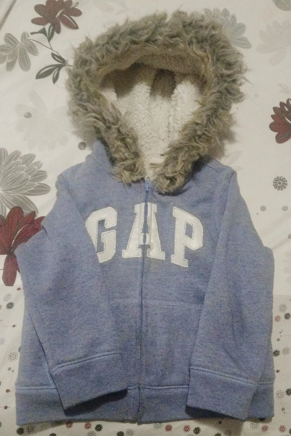 GAP Blue Fur Hooded Zip-Up