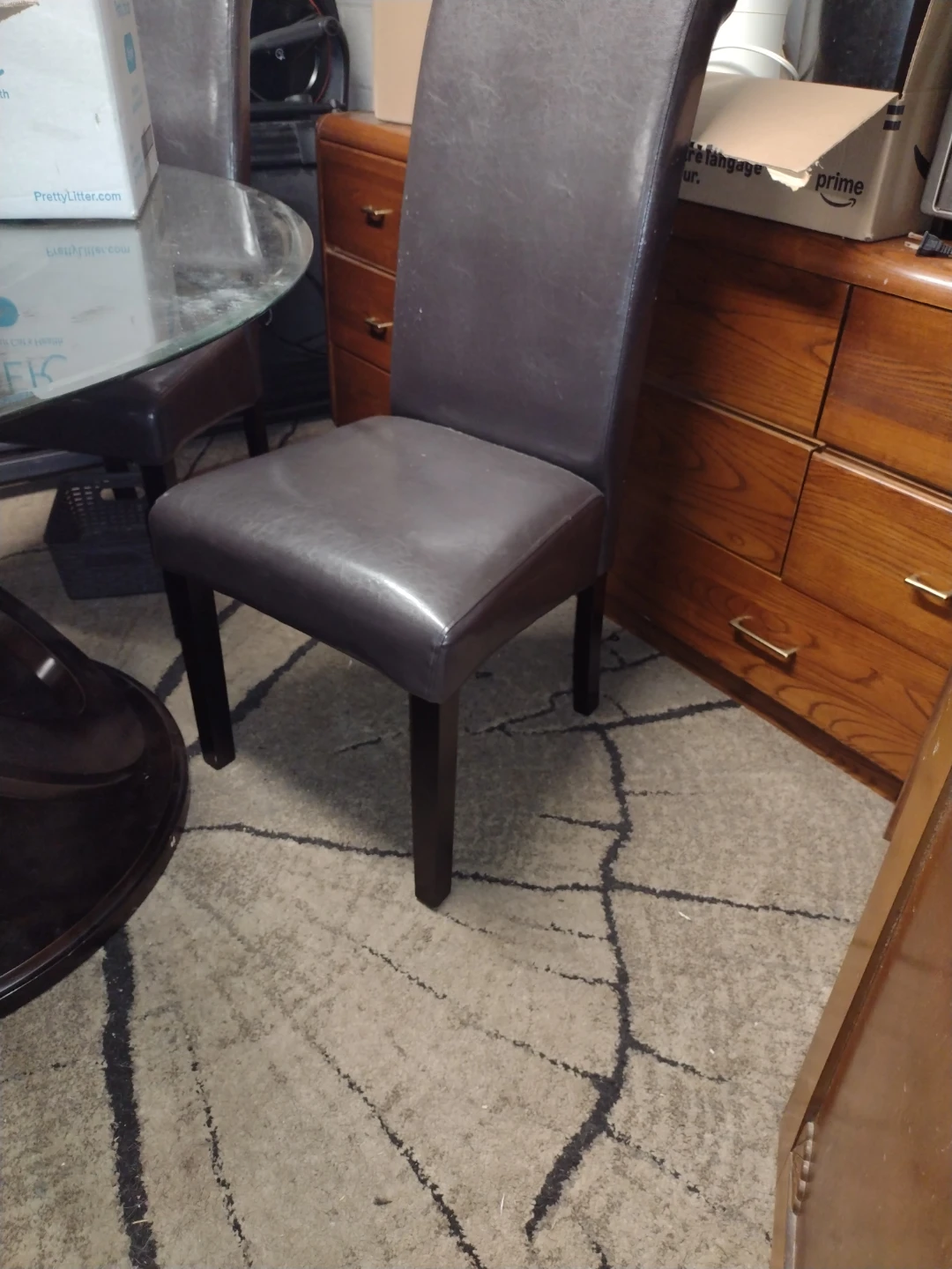4 Brown Leather Dining Room Chairs