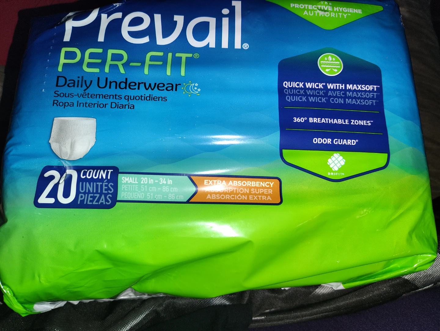 Prevail Per-Fit Daily Underwear, Small, 20 Count