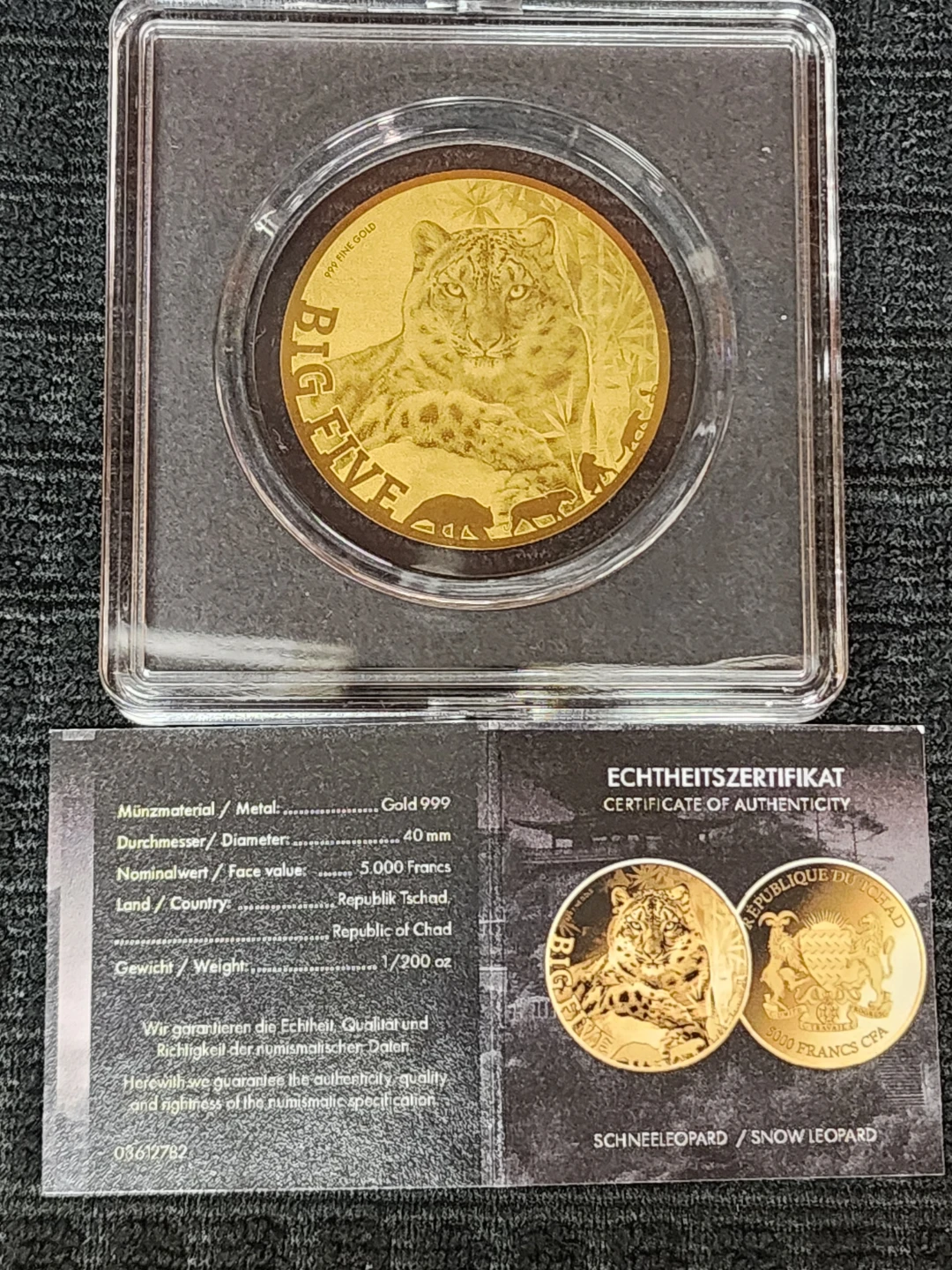 Big Five 999 Fine Gold Snow Leopard Coin - photo 4