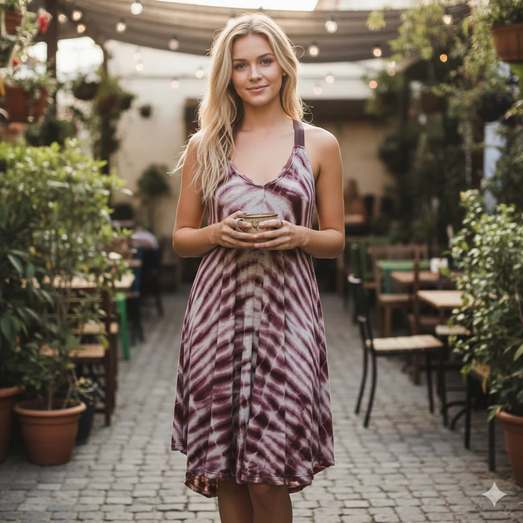 Ecote Ribbed Tie-Dye Dress