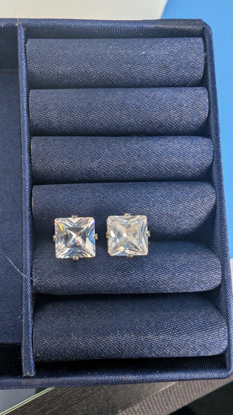 Clear Square Cut Stud Earrings - photo 3