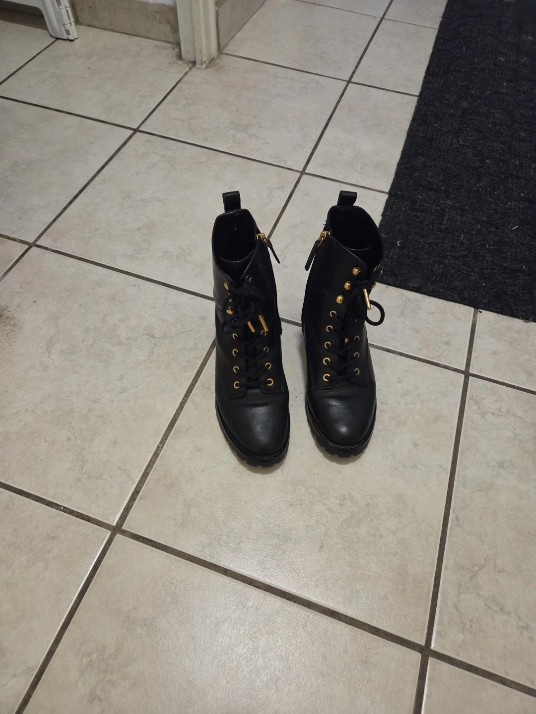 Black Lace-Up Ankle Boots