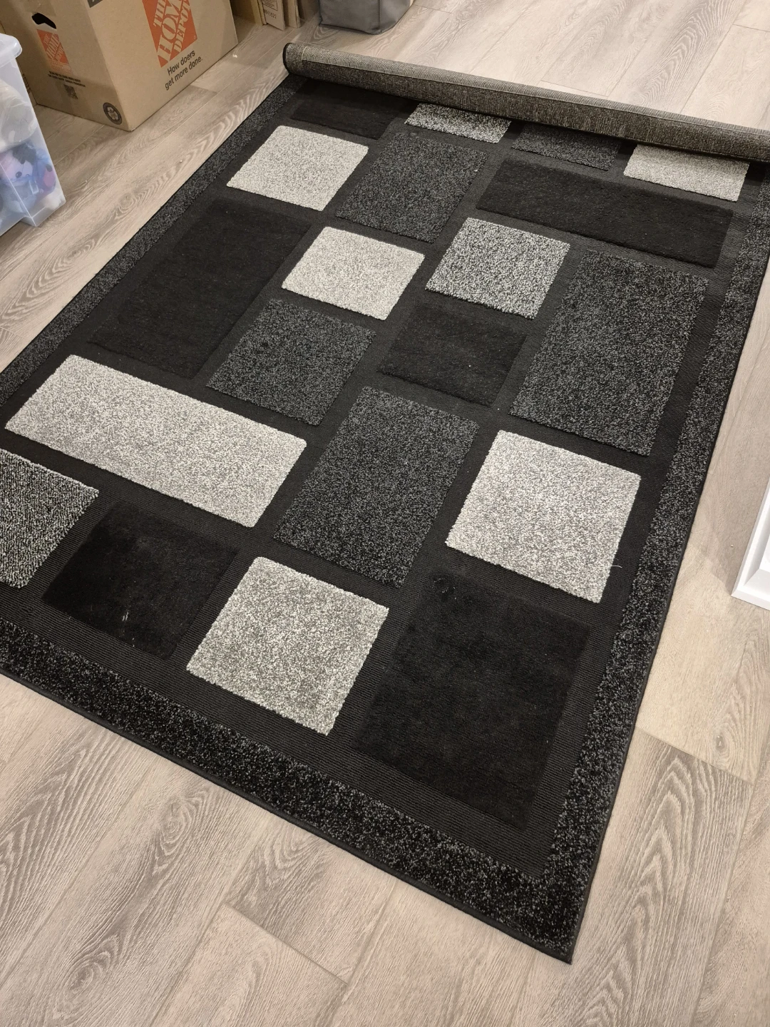Black and Grey Geometric Area Rug