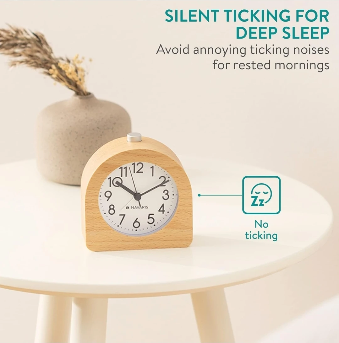 Navaris Wood Analog Alarm Clock - photo 5