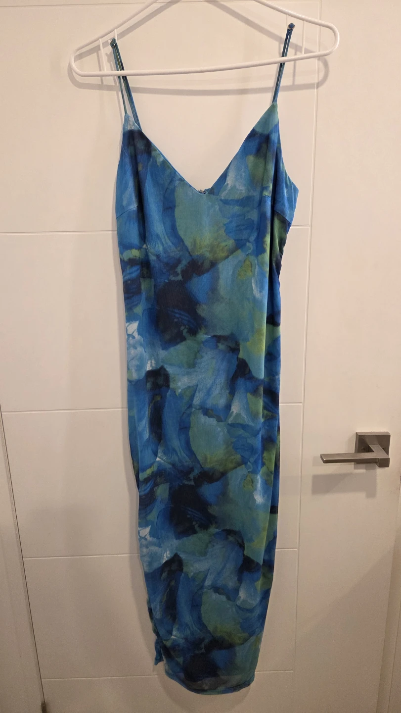 Fashion Nova Blue Tie-Dye Print Dress - Size 1X