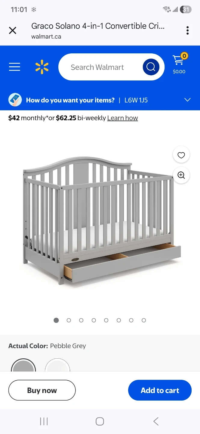 Graco Solano 4-in-1 Convertible Crib - Pebble Grey - photo 4