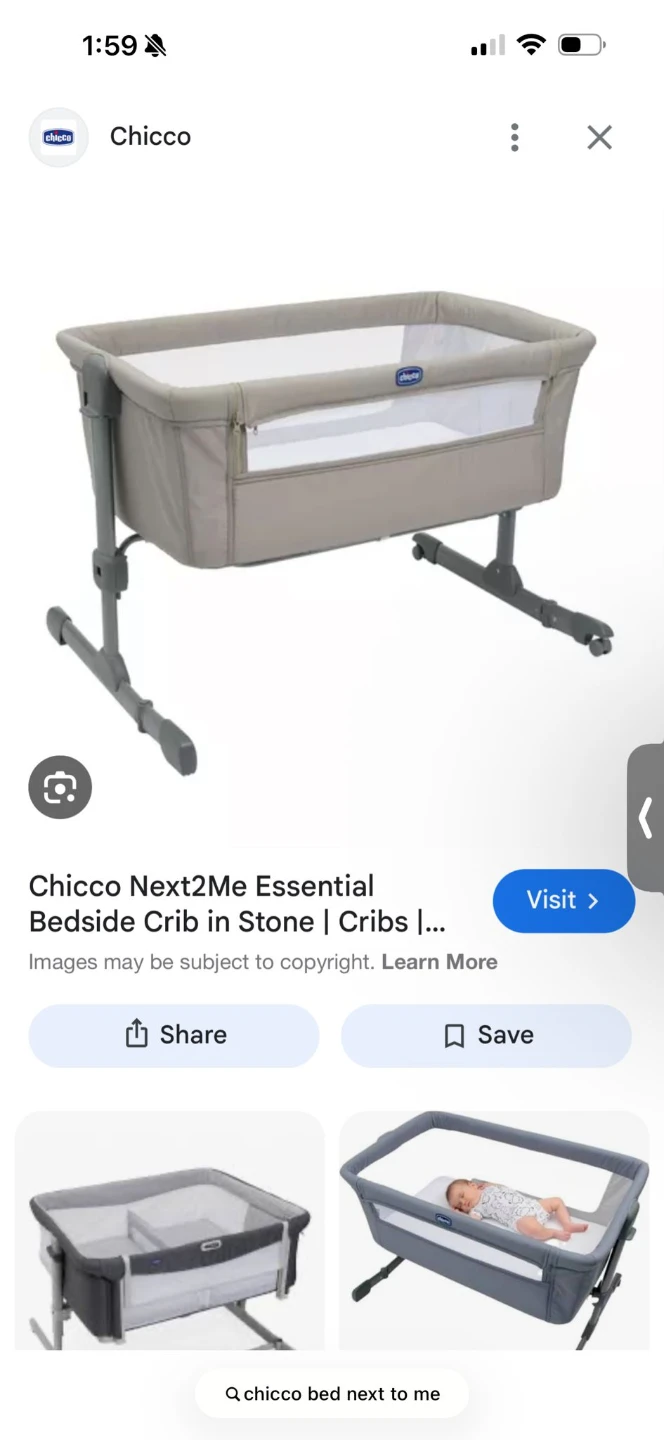 Chicco Next2Me Essential Bedside Crib - Stone
