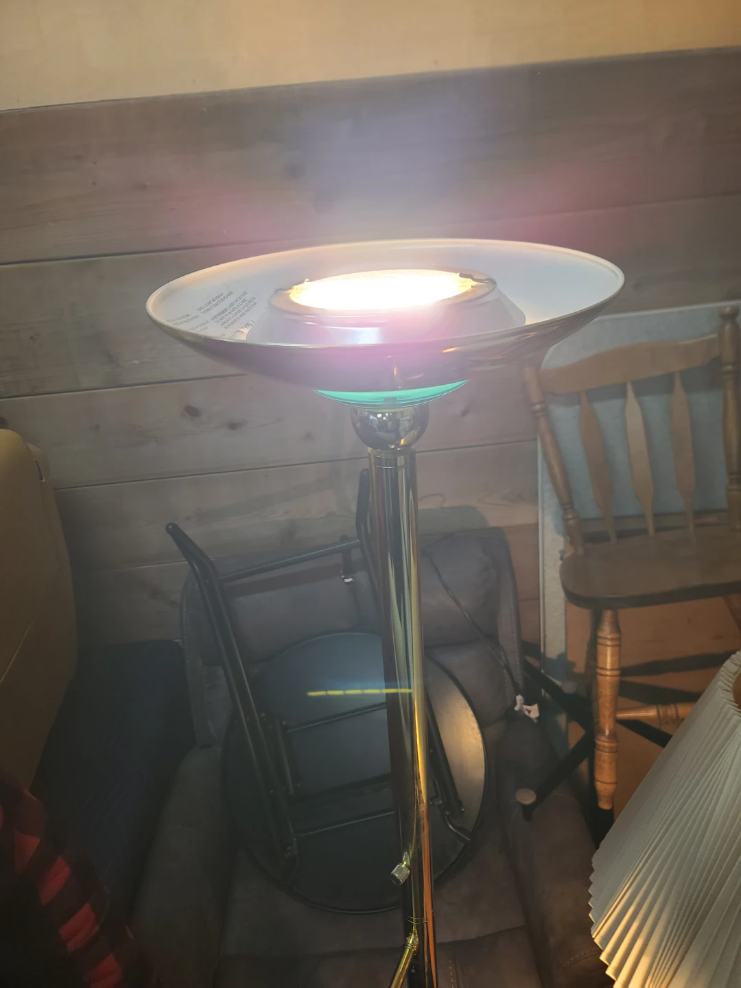 Vintage Brass Torchiere Floor Lamp