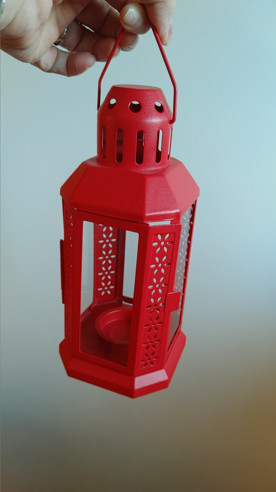 Red Metal Decorative Candle Lantern
