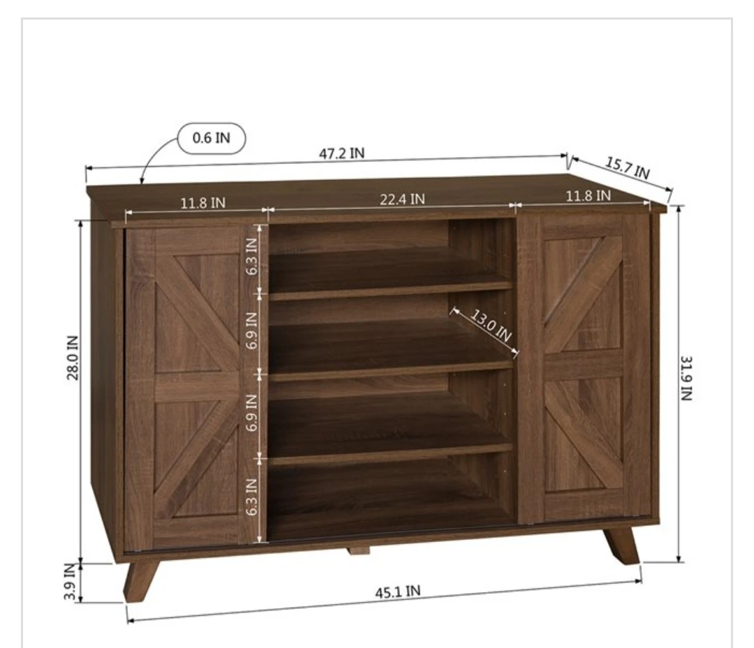 Homy Casa Latza Cabinet Walnut Manufactured Wood 47.2-in w - photo 4