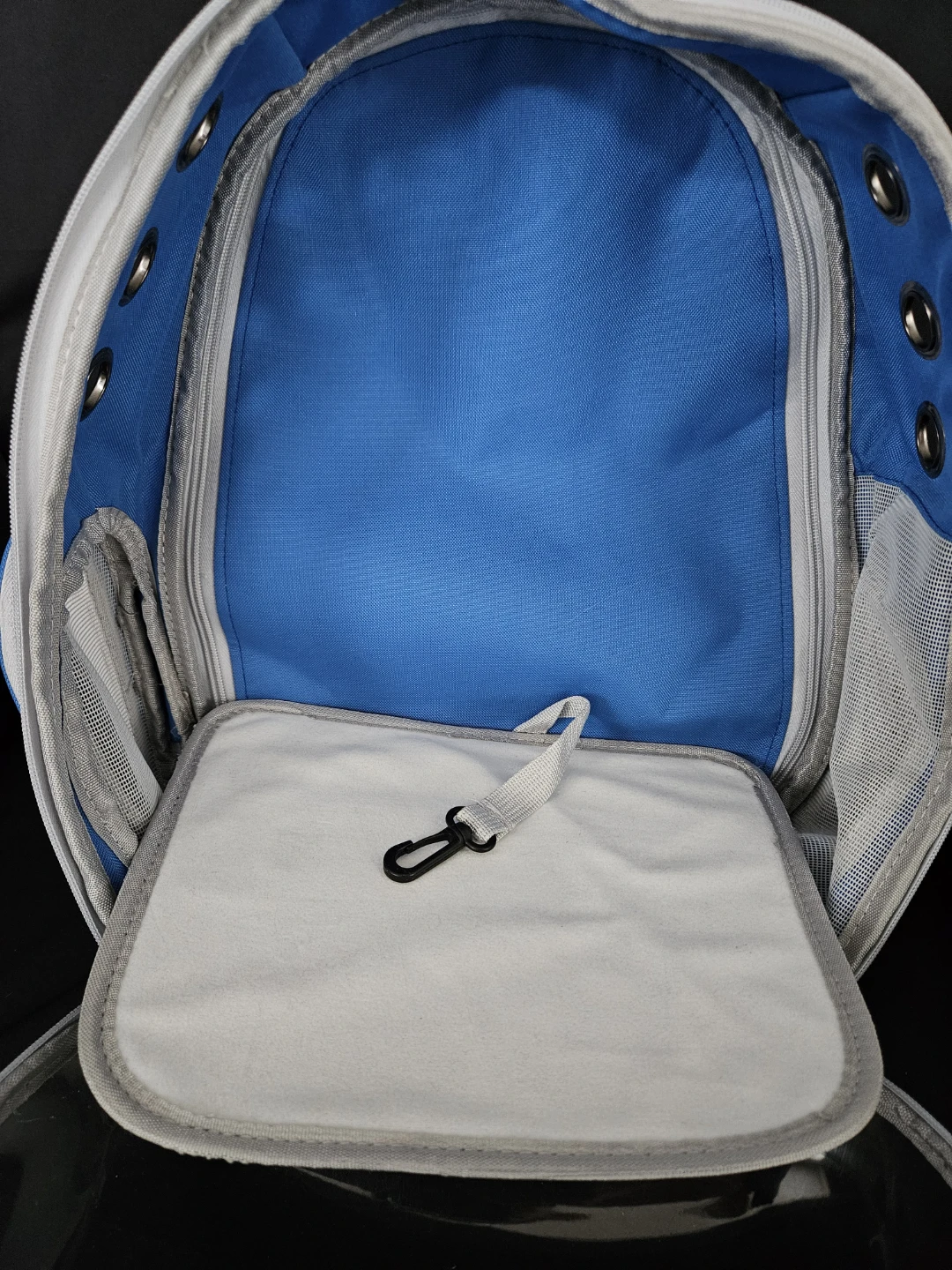 Blue Pet Carrier Backpack with Bubble Window and expandable back - photo 4