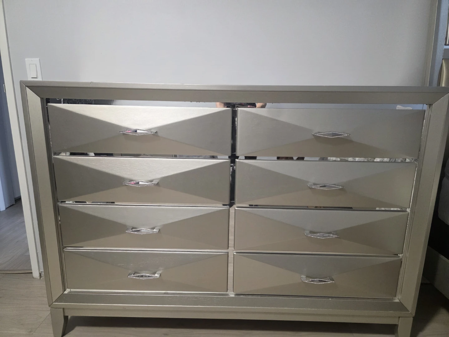 Silver Dresser with 8 Drawers