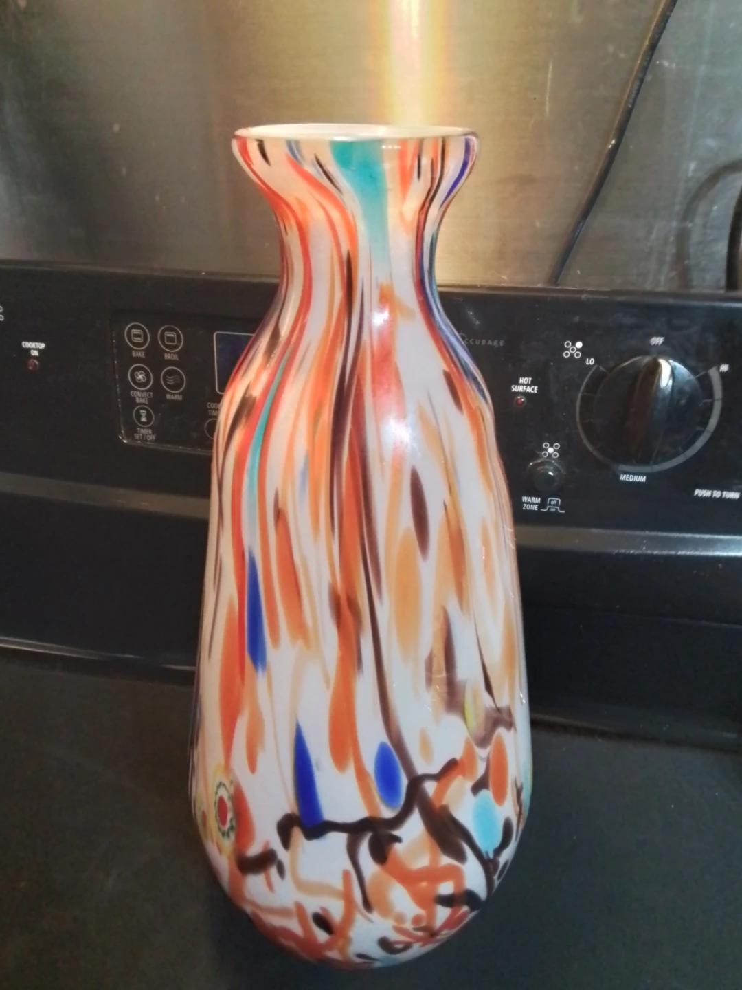 Art Murano Style Glass Vase 14x6"