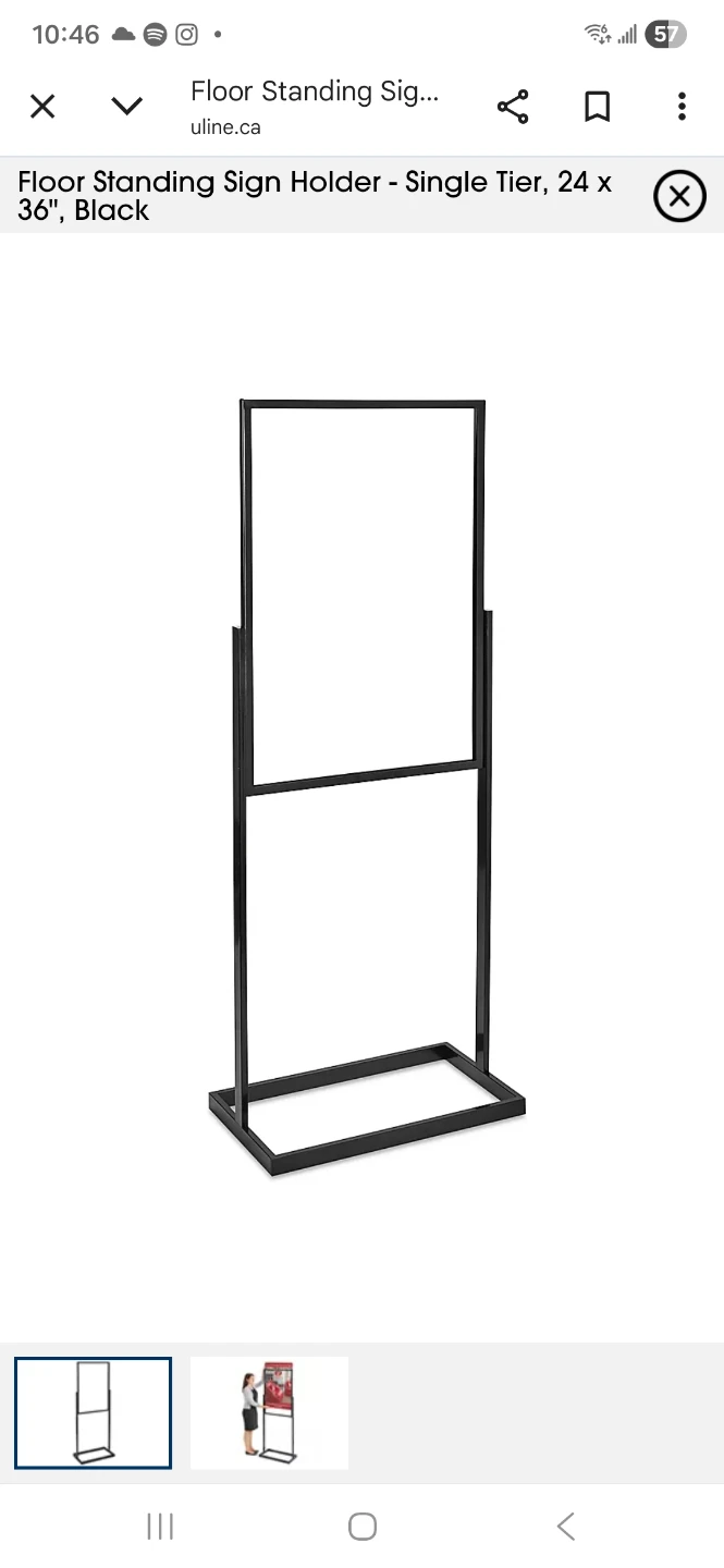 Uline Floor Standing Sign Holder - Black