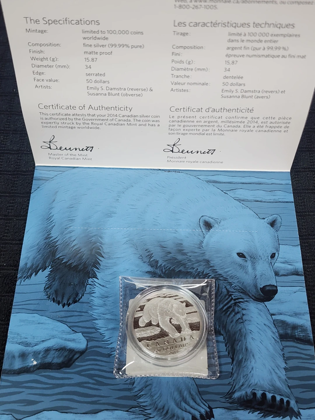 $50 Fine Silver Coin - Polar Bear - photo 2