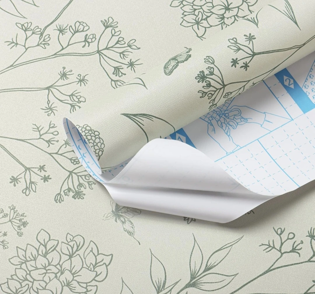 Floral/leaves Peel & Stick Wallpaper 17.3"x78.7"