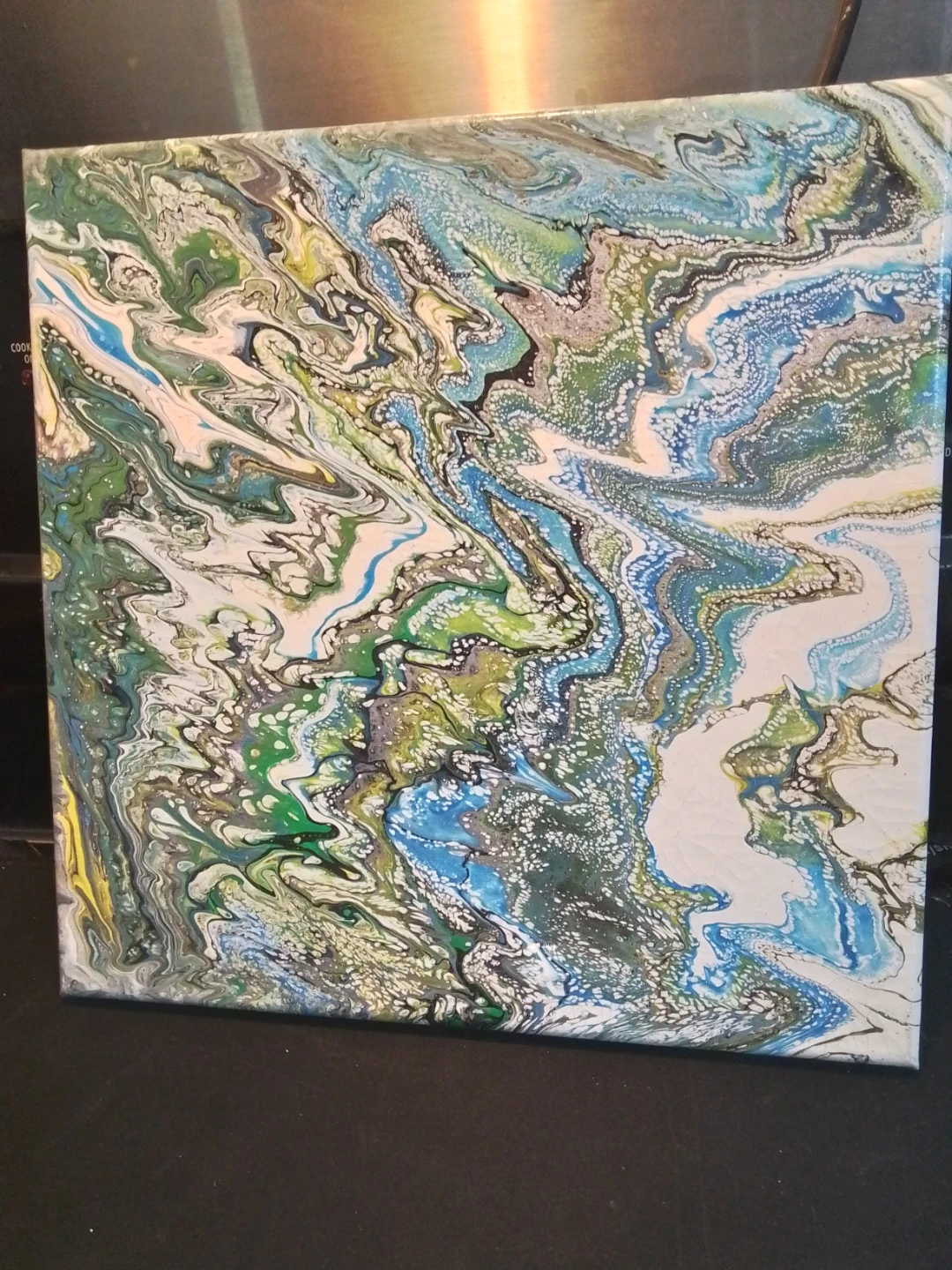 Acrylic Pour Painting By Tammy Appel Signed 12x12" - photo 3