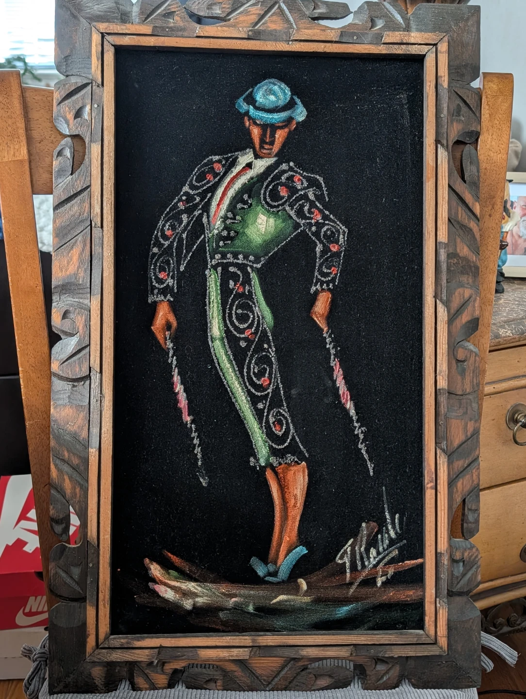 Vintage Velvet Painting of Matador