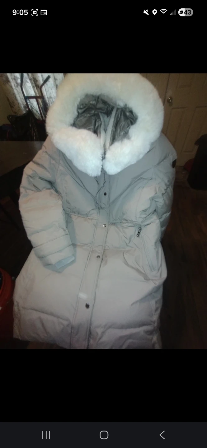 DKNY Down Parka Jacket with Fur Hood