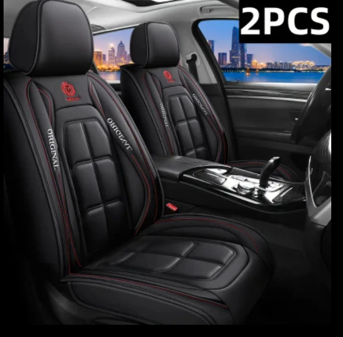2pcs Car Seat Cover - Black & Red - photo 2