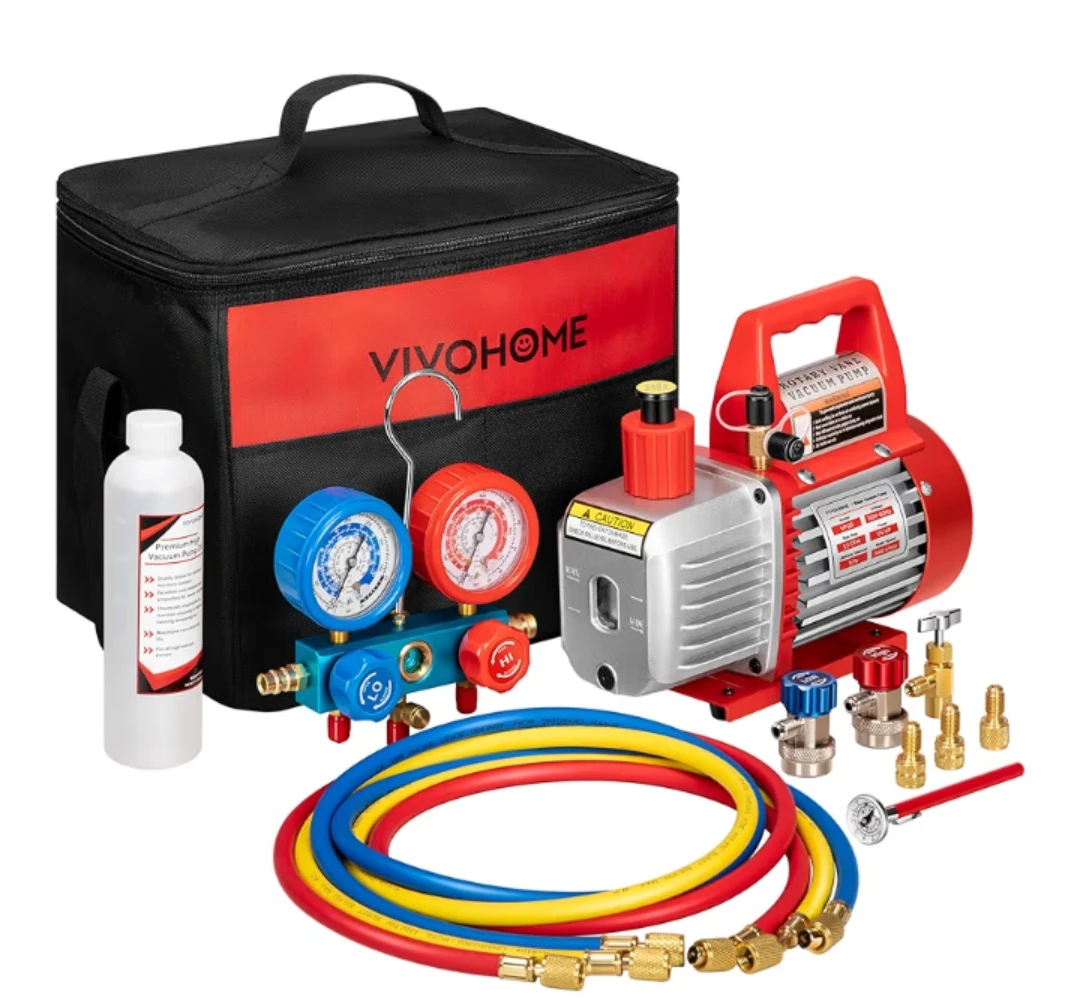 VIVOHOME Rotary Vane Vacuum Pump Kit
