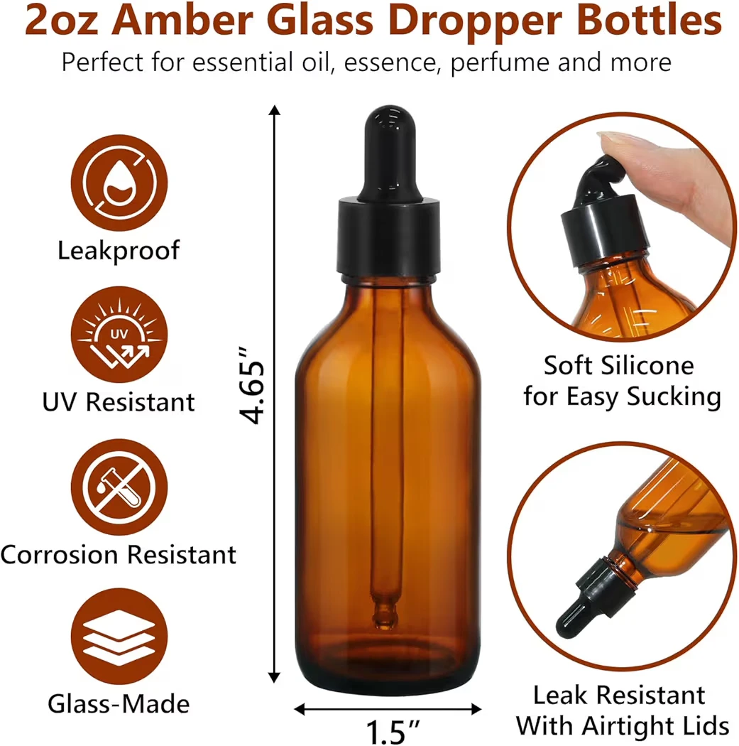 Keywing 2oz Amber Glass Dropper Bottles (36 count) - photo 3