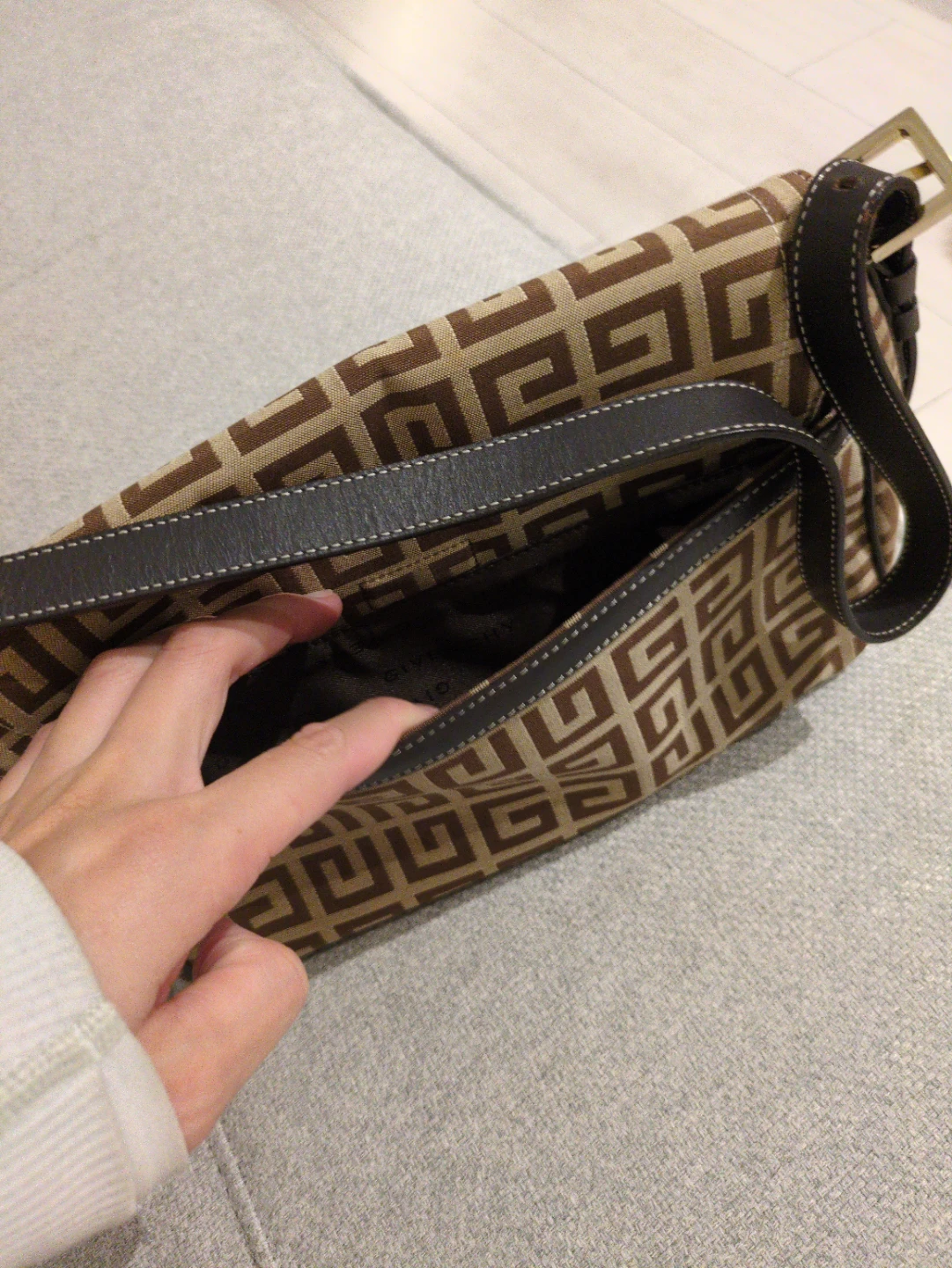Vintage Givenchy Canvas Shoulder Bag - Brown/Tan Monogram - photo 4