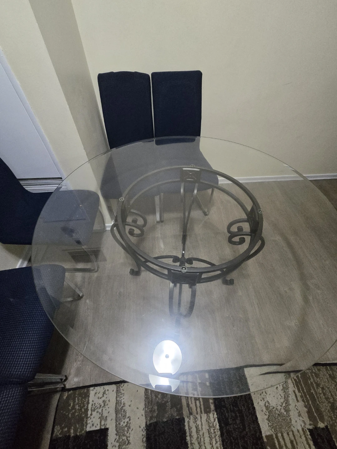 Glass Top Dining Table with Metal Base - photo 2