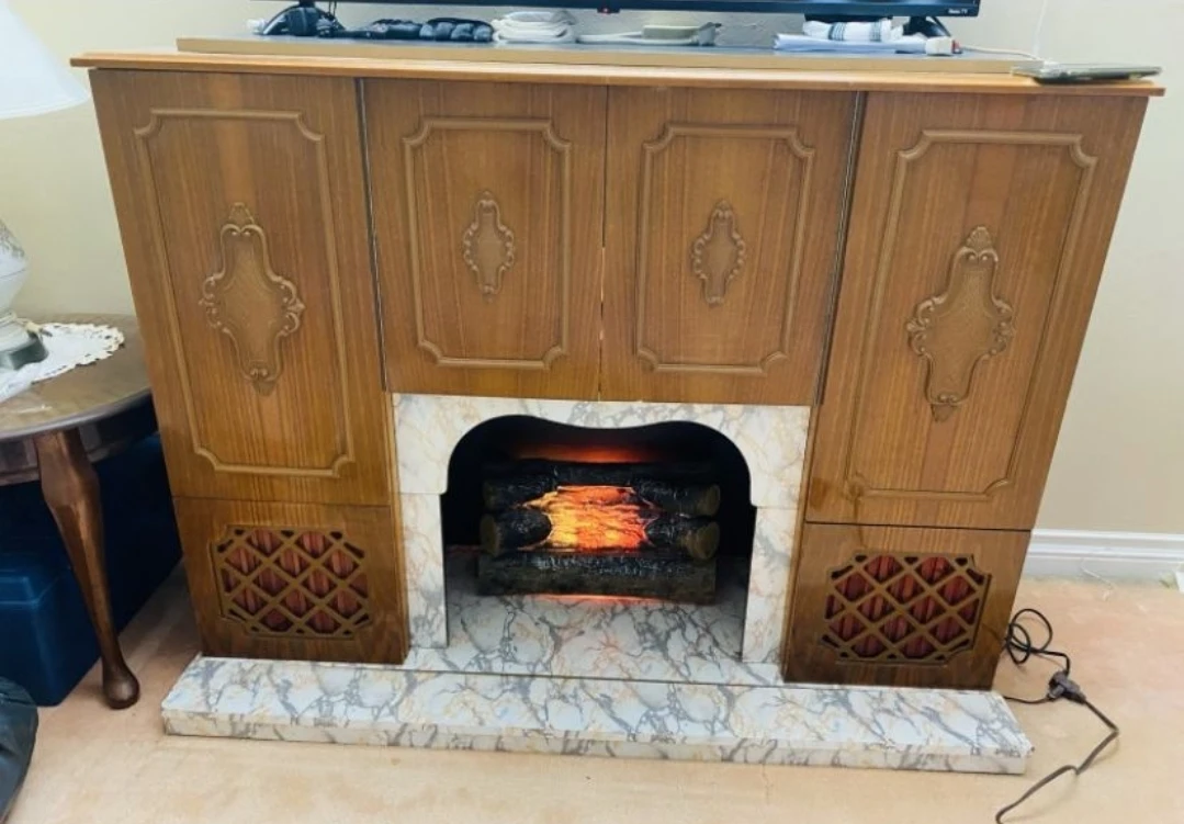 Vintage Electric Fireplace Entertainment Cabinet