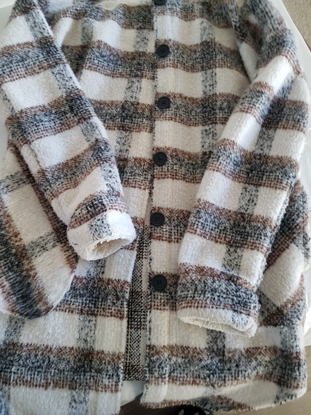 DESIGN LAB Plaid Sherpa Lined Jacket XS/TP