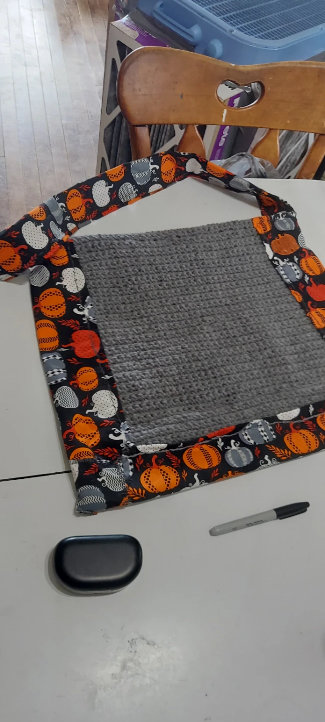 Handmade Crochet Tote Bag with Pumpkin Print Straps