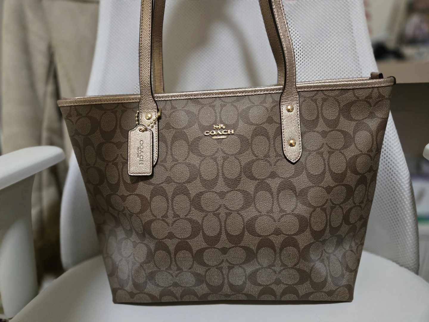 Coach Metallic City Zip Tote Bag