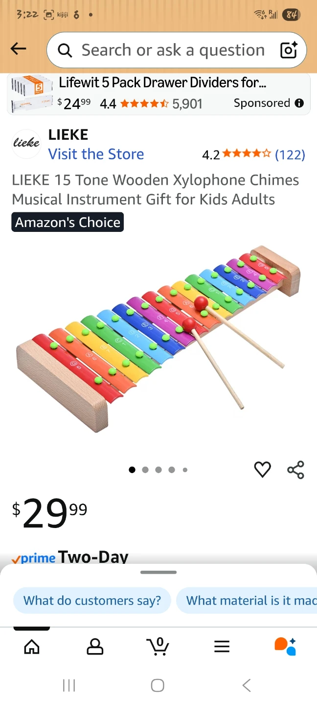 LIEKE 15 Tone Wooden Xylophone Chimes