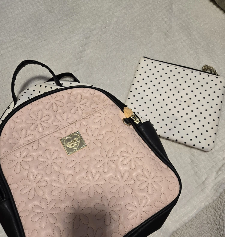 Betsey Johnson Pink Daisy Backpack with Matching Pouch