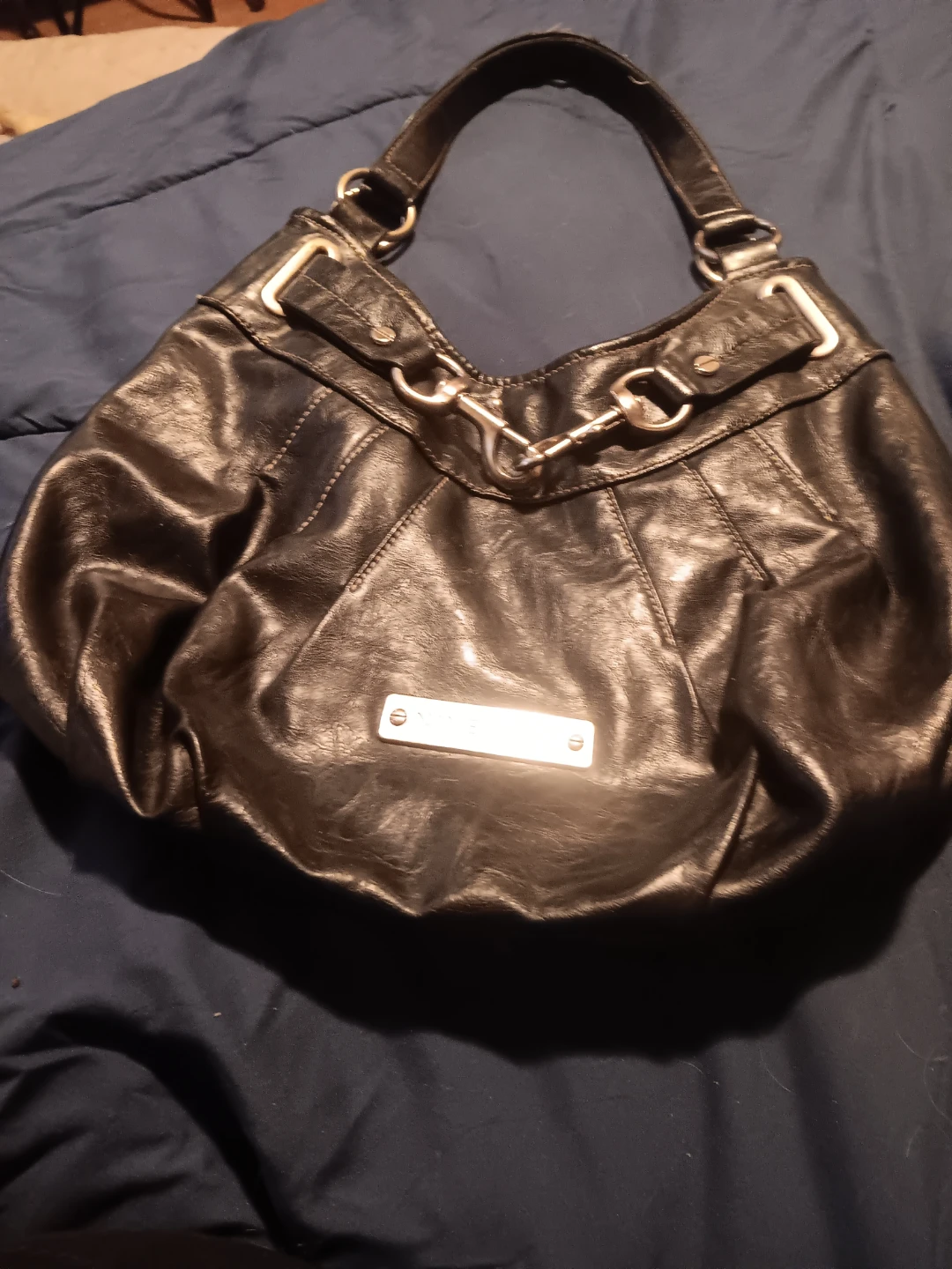 Nine West Black Leather Hobo Bag