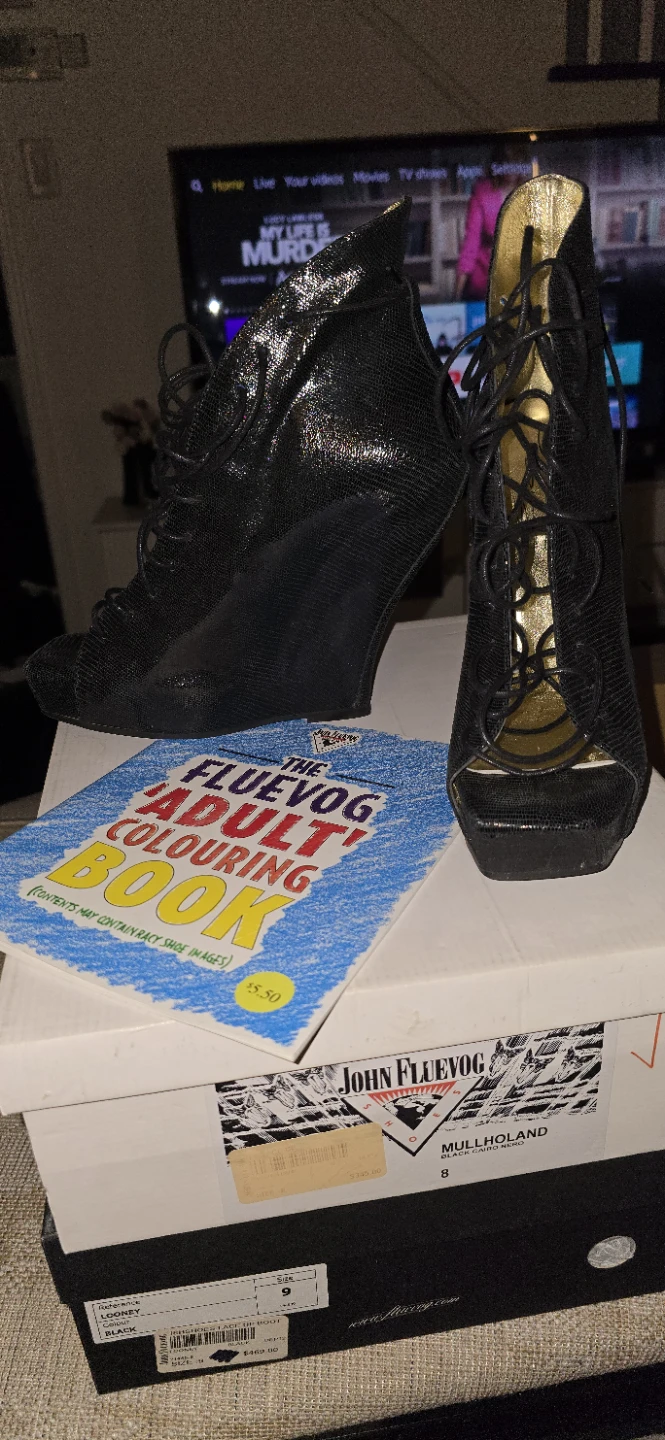 John Fluevog Mulholland Black Lace Up Boots Size 8