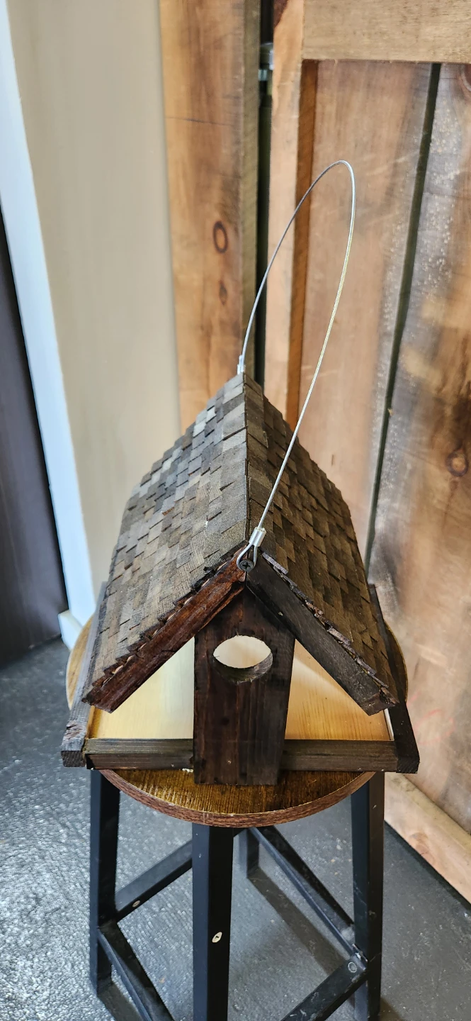 Wooden Bird Feeder with Shingled Roof