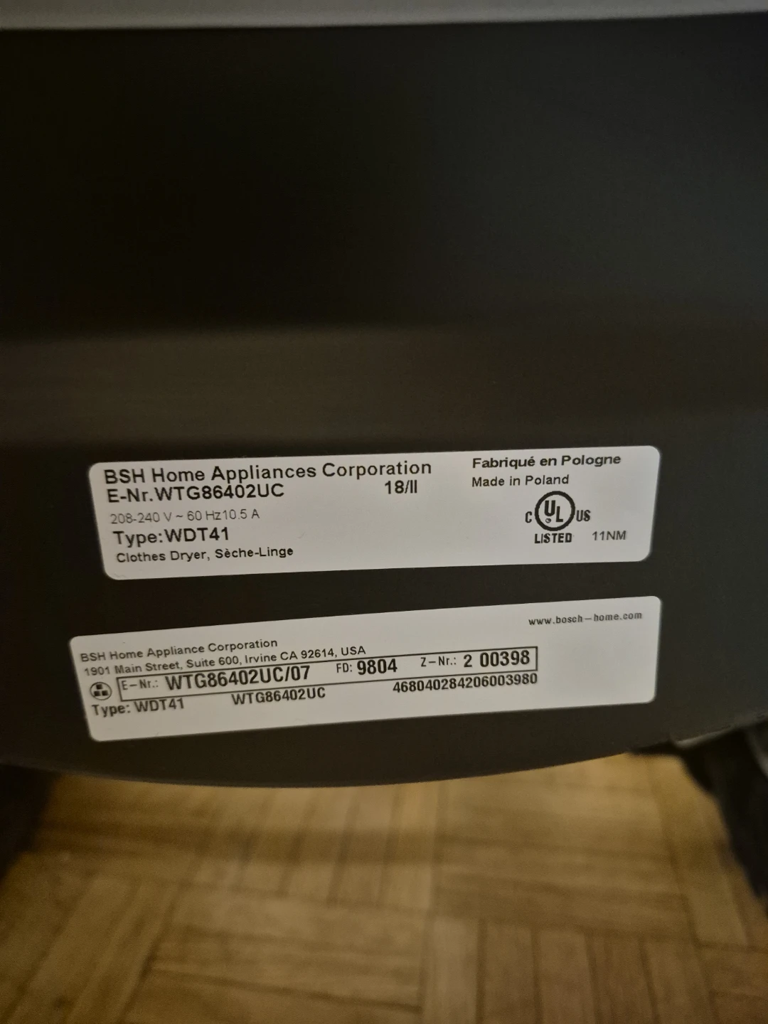 Bosch 800 Series Clothes Dryer WTG86402UC - photo 5