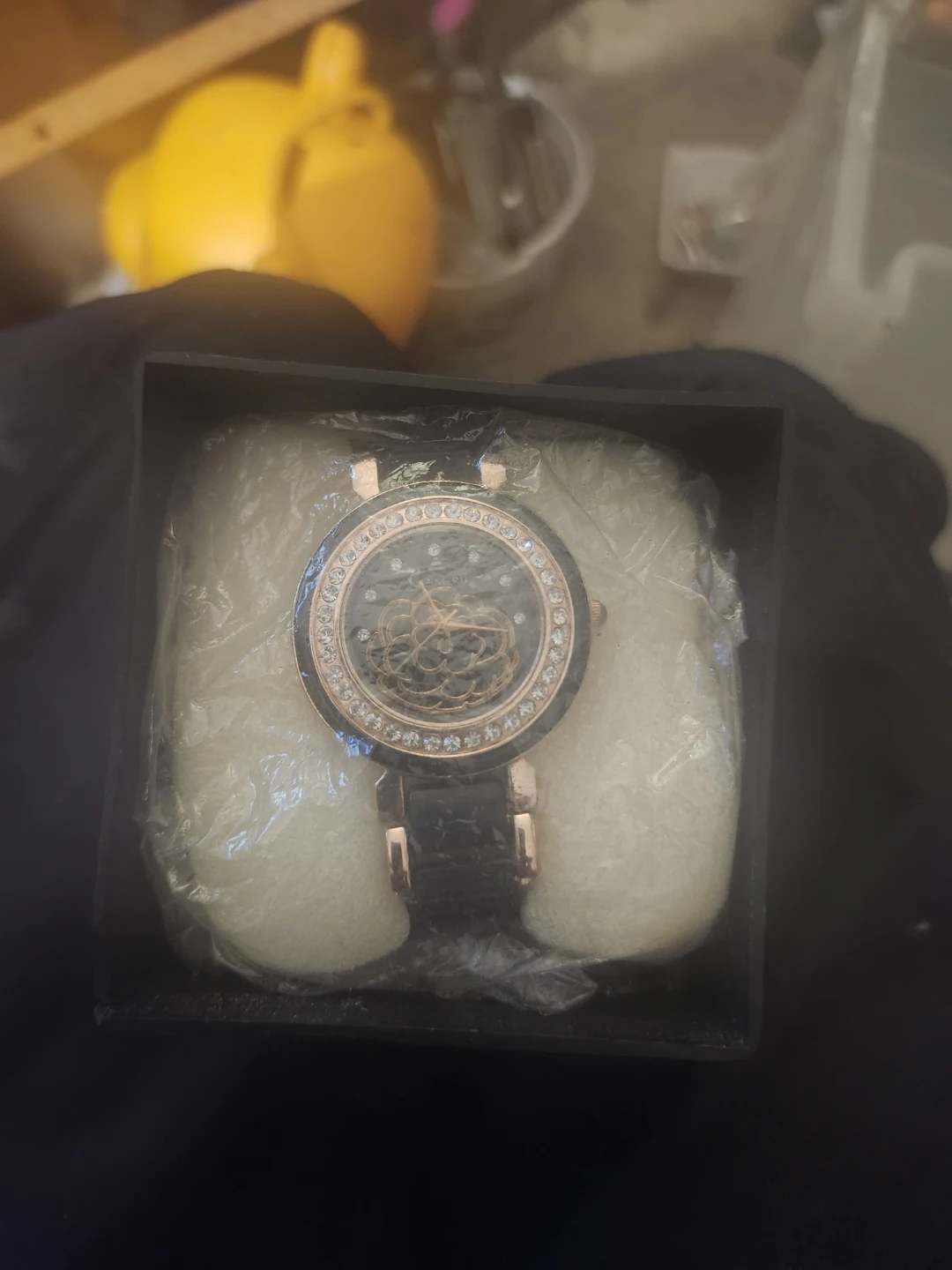 Round Analog Watch with Crystal Accents - photo 2