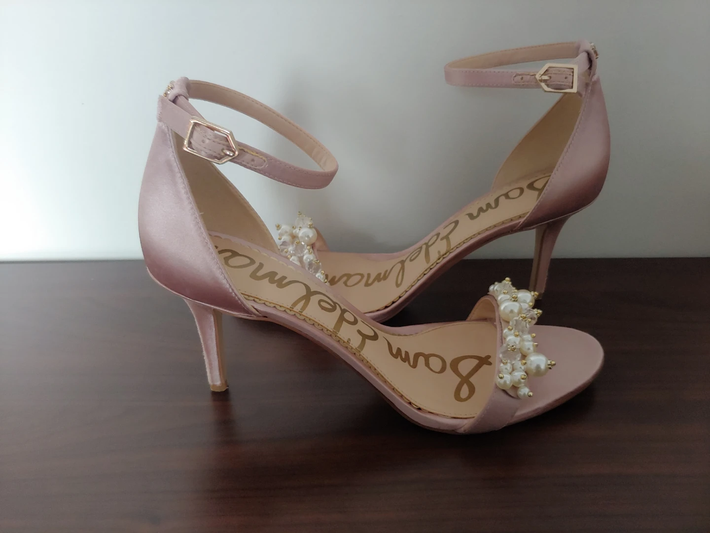 Sam Edelman Rose Gold Pearl Embellished Heels Size 7.5 - photo 2