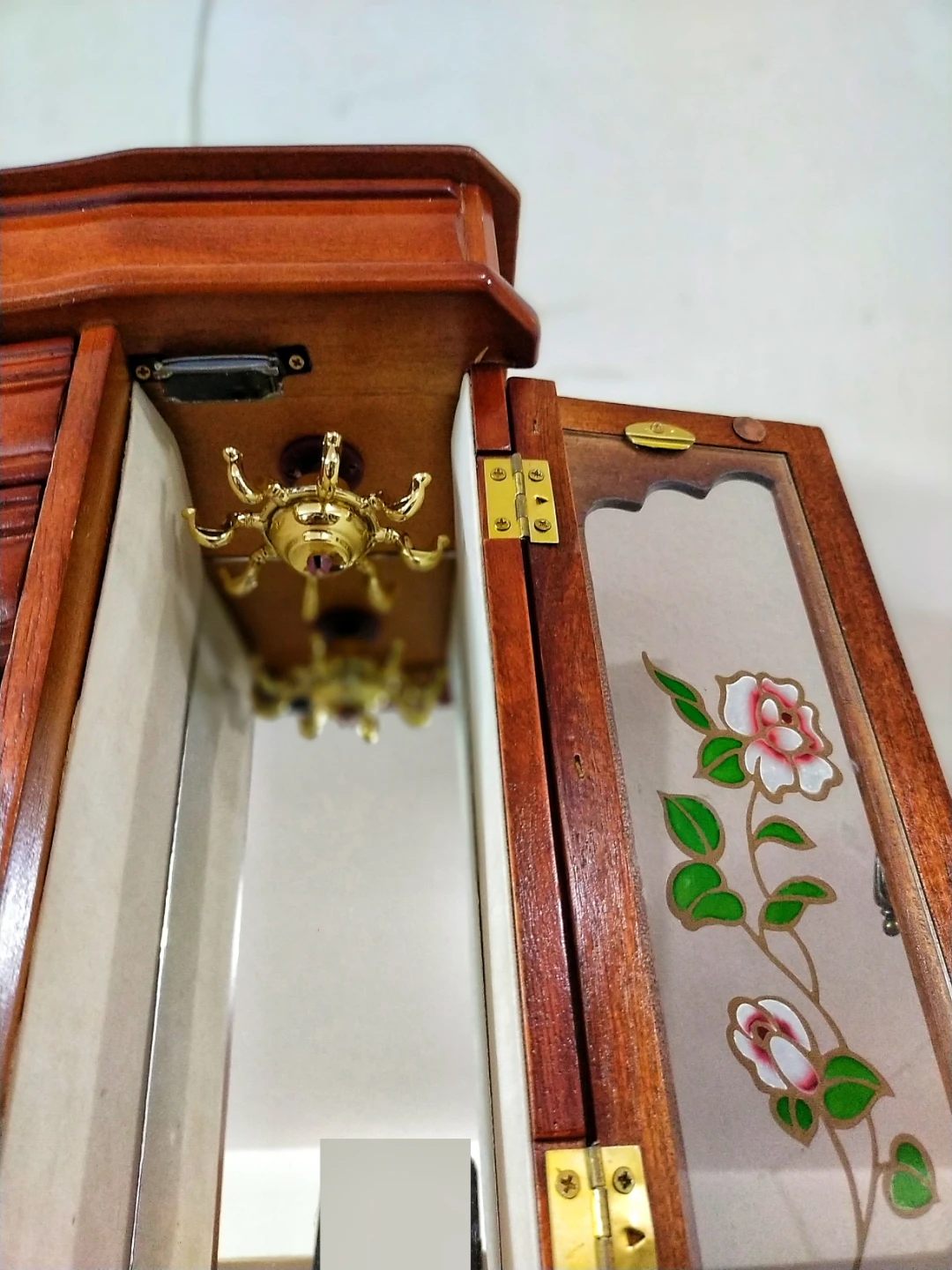 Wooden Jewelry Box itched glass Floral Design - photo 4