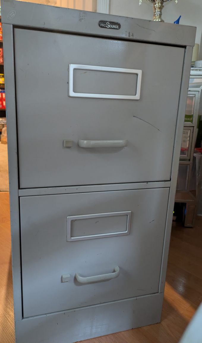 Metal 2 drawer filing cabinet