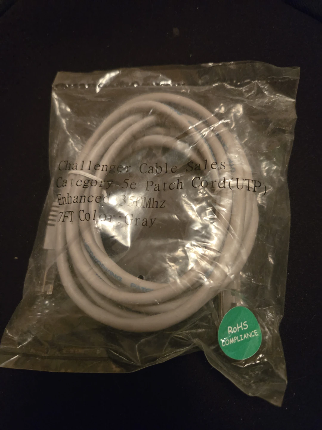 Challenger Cable Sales Cat5e Patch Cord - 7ft Gray
