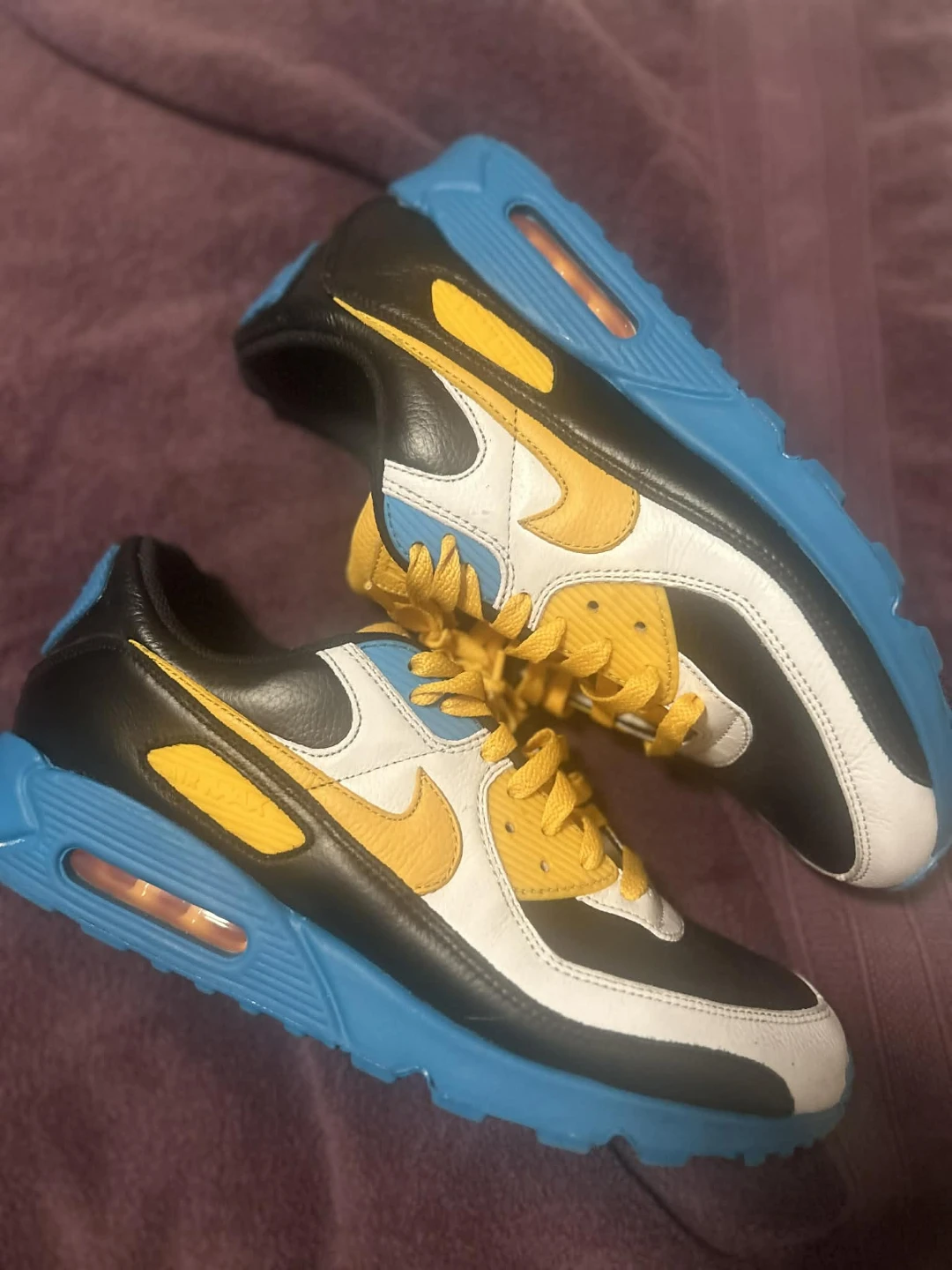 Nike Air Max 90 Shoes - Black, Yellow, Blue