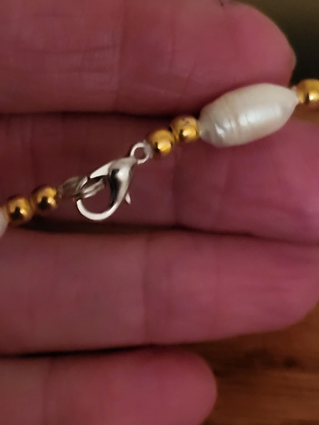 Freshwater Pearl and Gold tone Bead Necklace - photo 3